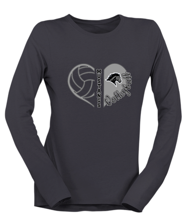 Houston Mustangs Heart Volleyball Women's Premium LS T-Shirt
