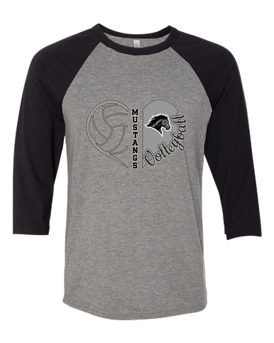 Houston Mustangs Heart Volleyball Women's Baseball T-Shirt
