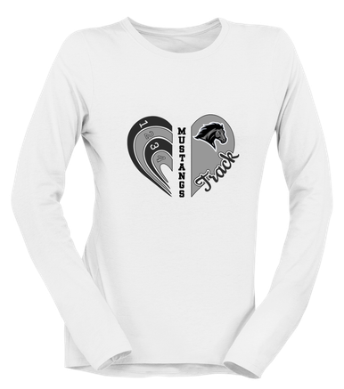 Houston Mustangs Heart Track Women's LS T-Shirt