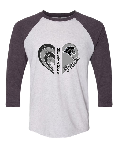 Houston Mustangs Heart Track Women's Baseball T-Shirt