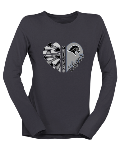 Houston Mustangs Heart Cheer Women's LS T-Shirt