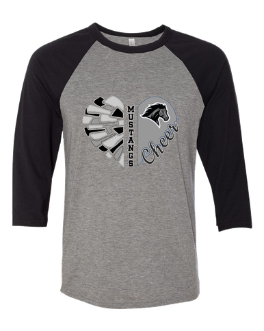 Houston Mustangs Heart Cheer Women's Baseball T-Shirt