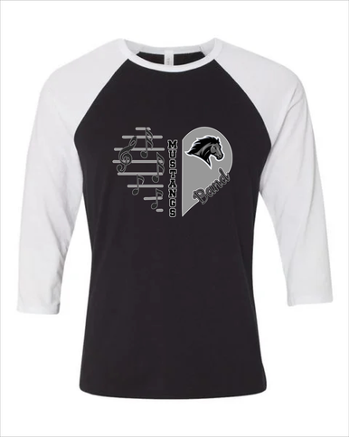 Houston Mustangs Heart Band Women's Baseball T-Shirt