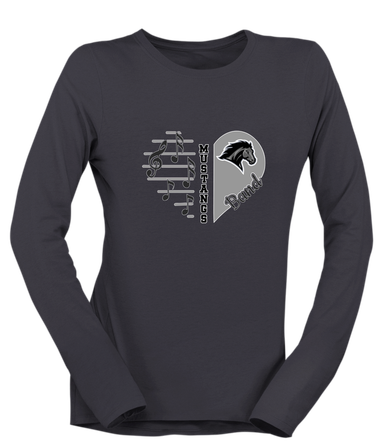 Houston Mustangs Heart Band Women's Premium LS T-Shirt