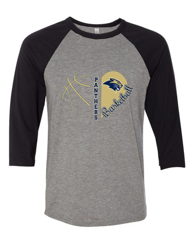West Park Panthers Heart Basketball Women's Baseball T-Shirt