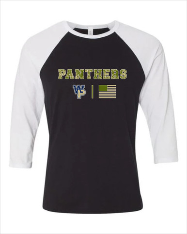 West Park Panthers WP Script Camo Flag Men's Baseball T-Shirt