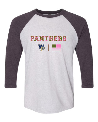 West Park Panthers WP Script Pink Camo Flag Women's Baseball T-Shirt
