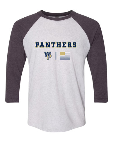 West Park Panthers WP Script Team Colors Flag Men's Baseball T-Shirt