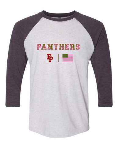 Forest Park Panthers Pink Camo Flag Women's Baseball T-Shirt