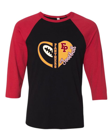 Forest Park Panthers Heart Football Women's Baseball T-Shirt