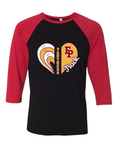 Forest Park Panthers Heart Track Women's Baseball T-Shirt