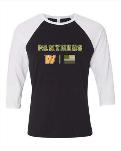 Wenatchee Panthers Camo Flag Women's Baseball T-Shirt