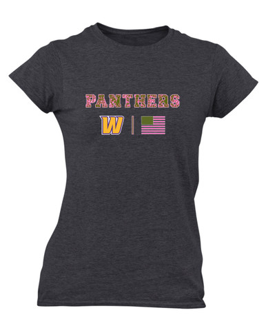 Wenatchee Panthers Pink Camo Flag Women's Premium SS T-Shirt