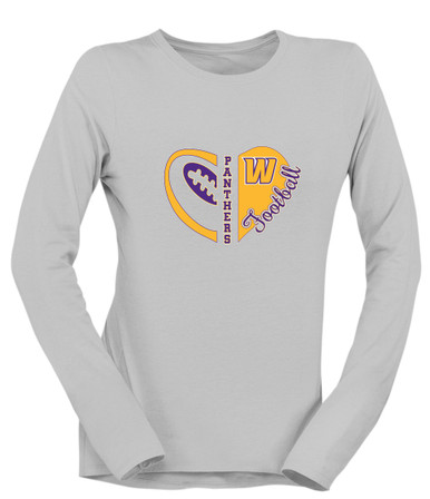 Wenatchee Panthers Heart Football Women's LS T-Shirt