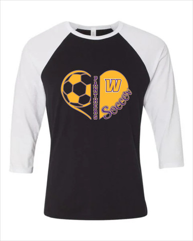 Wenatchee Panthers Heart Soccer Women's Baseball T-Shirt