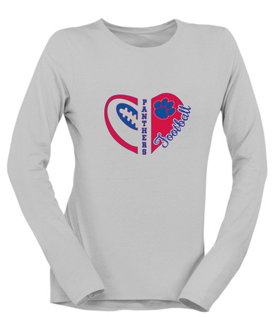 Hermitage Panthers Heart Football Women's LS T-Shirt