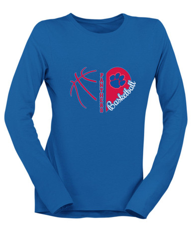 Hermitage Panthers Heart Basketball Women's LS T-Shirt