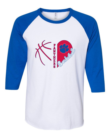 Hermitage Panthers Heart Basketball Women's Baseball T-Shirt