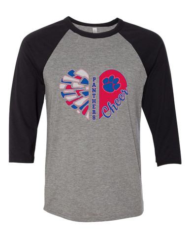 Hermitage Panthers Heart Cheer Women's Baseball T-Shirt