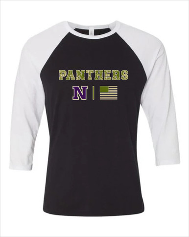 Navarro Panthers N Script Camo Flag Women's Baseball T-Shirt