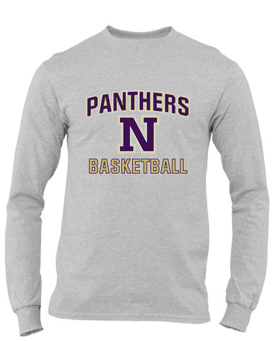 Navarro Panthers N Script Basketball #1 Men's LS T-Shirt