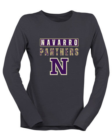 Navarro Panthers N Script Mascot #9 Women's LS T-Shirt