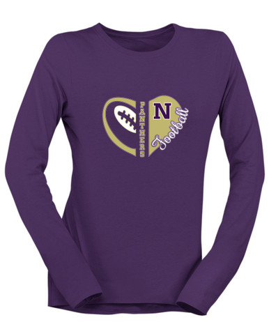 Navarro Panthers N Script Heart Football Women's LS T-Shirt