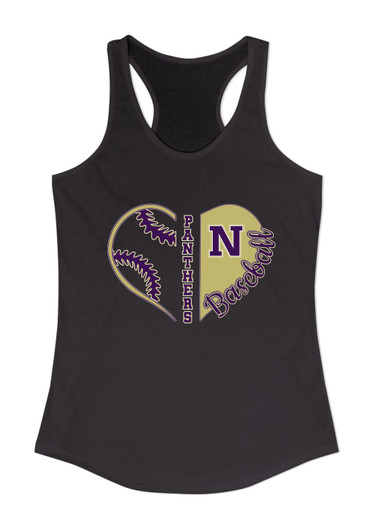 Navarro Panthers N Script Heart Baseball Women's Tank Top