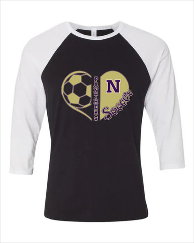 Navarro Panthers N Script Heart Soccer Women's Baseball T-Shirt