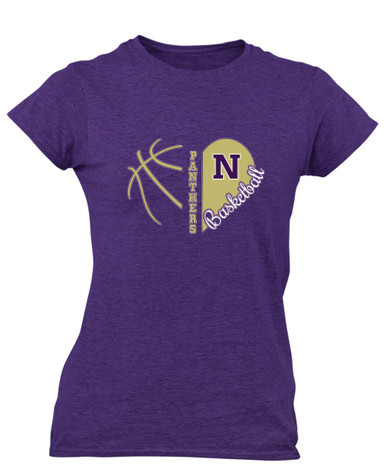 Navarro Panthers N Script Heart Basketball Women's SS T-Shirt