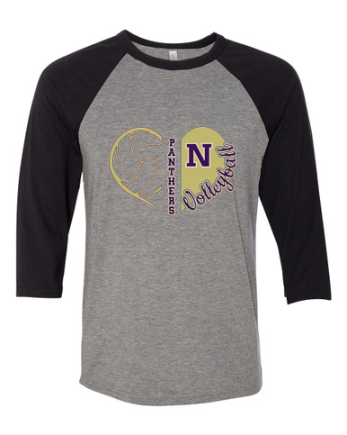 Navarro Panthers N Script Heart Volleyball Women's Baseball T-Shirt