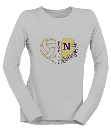 Navarro Panthers N Script Heart Volleyball Women's Premium LS T-Shirt