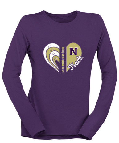 Navarro Panthers N Script Heart Track Women's LS T-Shirt