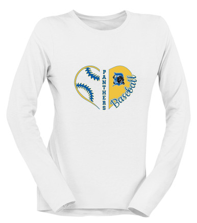 Dudley Panthers Heart Baseball Women's LS T-Shirt
