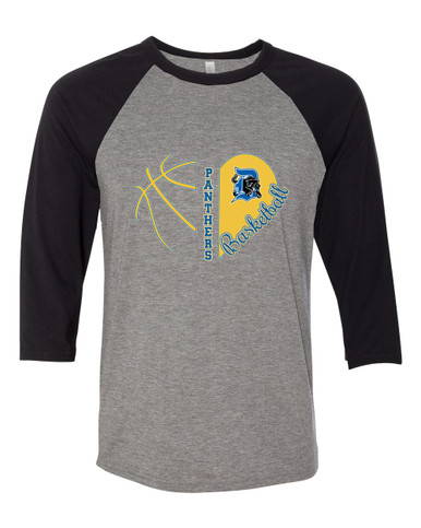 Dudley Panthers Heart Basketball Women's Baseball T-Shirt