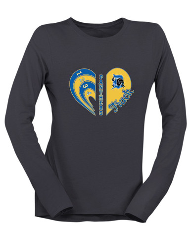 Dudley Panthers Heart Track Women's LS T-Shirt