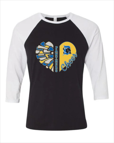 Dudley Panthers Heart Cheer Women's Baseball T-Shirt