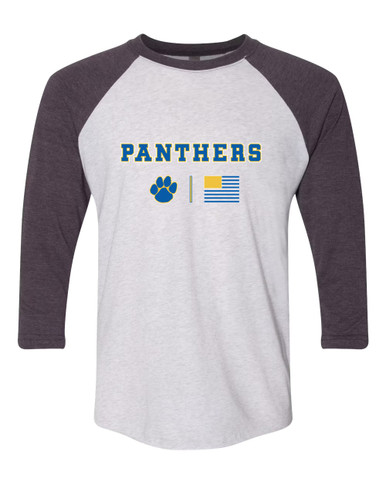 Dudley Panthers Paw Team Colors Flag Men's Baseball T-Shirt