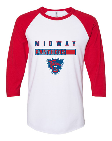 Midway Panthers Head Mascot #7 Women's Baseball T-Shirt
