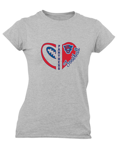 Midway Panthers Head Heart Football Women's SS T-Shirt