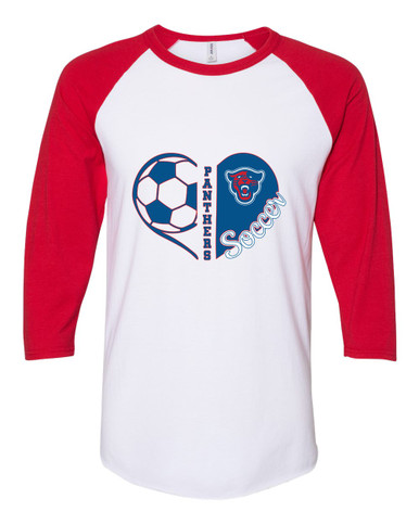 Midway Panthers Head Heart Soccer Women's Baseball T-Shirt