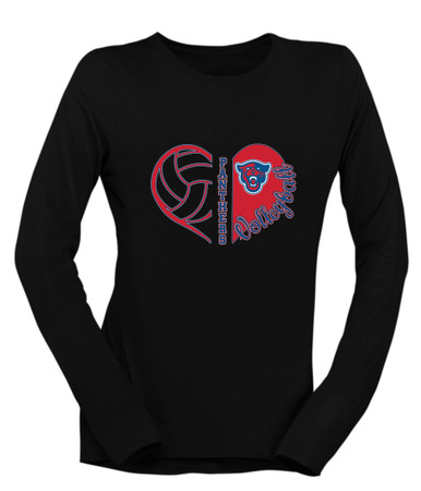 Midway Panthers Head Heart Volleyball Women's Premium LS T-Shirt