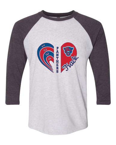 Midway Panthers Head Heart Track Women's Baseball T-Shirt