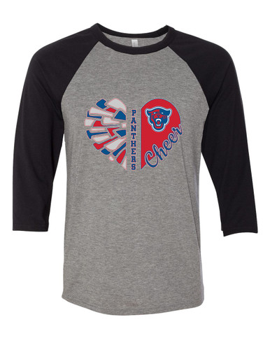 Midway Panthers Head Heart Cheer Women's Baseball T-Shirt