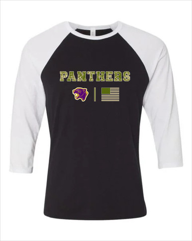 Camden Panthers Camo Flag Women's Baseball T-Shirt
