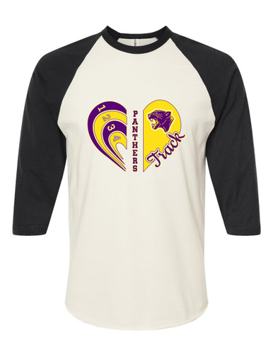 Camden Panthers Heart Track Women's Baseball T-Shirt