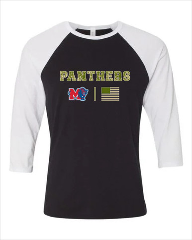 Midway Panthers M Body Script Camo Flag Women's Baseball T-Shirt