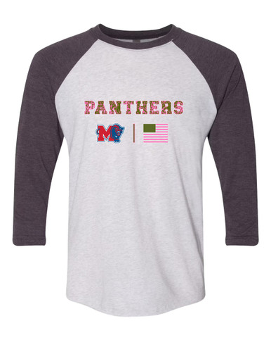 Midway Panthers M Body Script Pink Camo Flag Women's Baseball T-Shirt