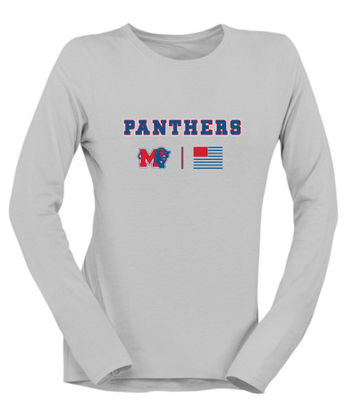 Midway Panthers M Body Script Team Colors Flag Women's LS T-Shirt