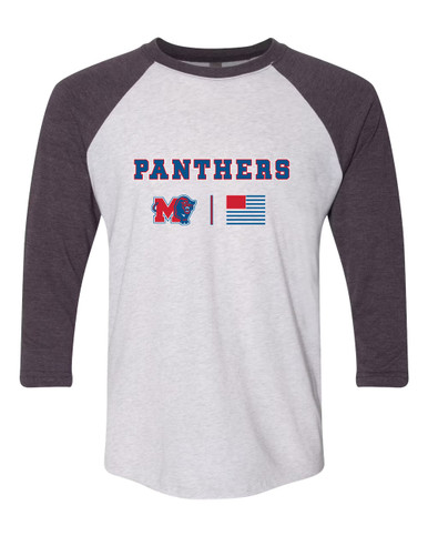 Midway Panthers M Body Script Team Colors Flag Men's Baseball T-Shirt